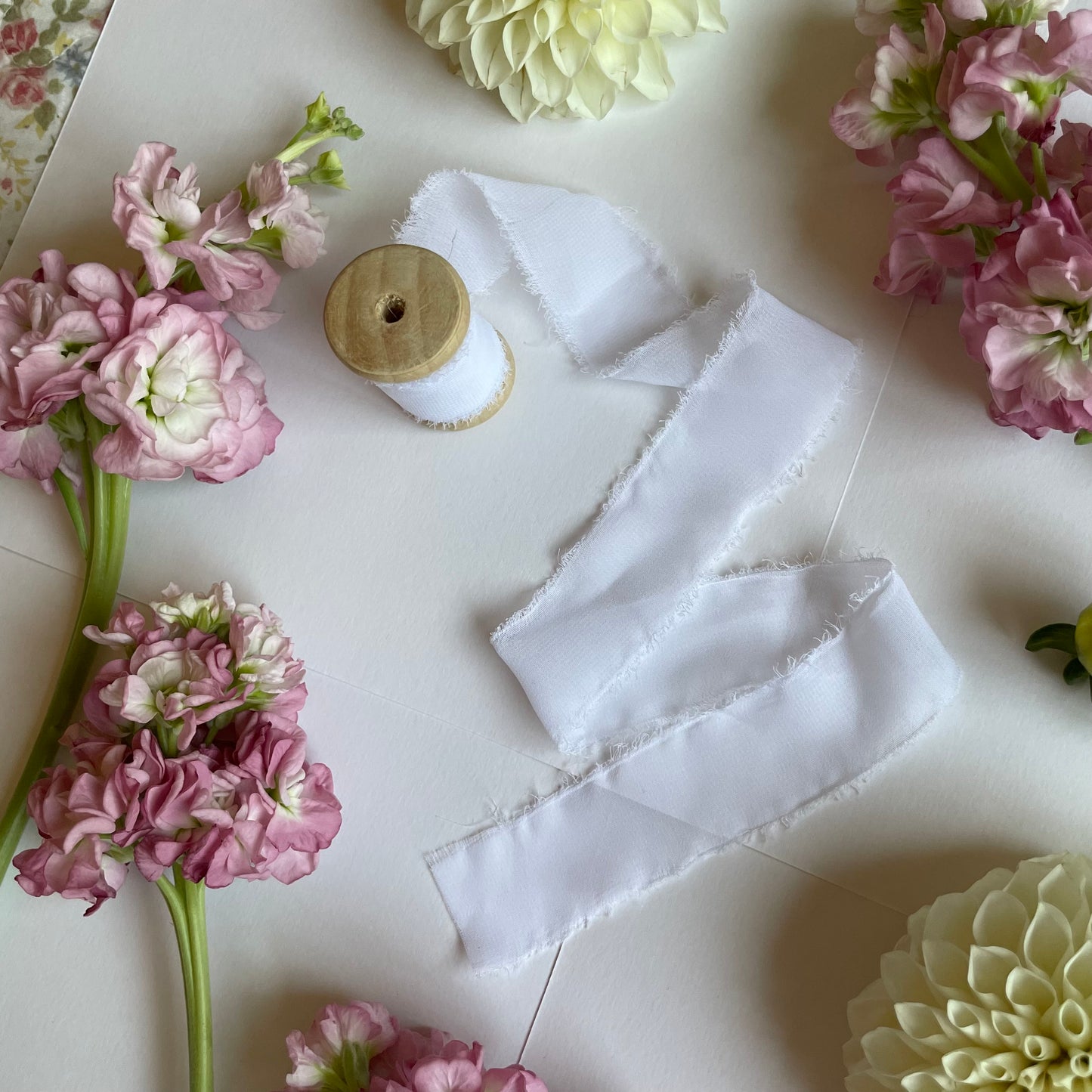 Great Love Ribbon - Chiffon Ribbon Bouquet Ribbon 1" With Raw Edge