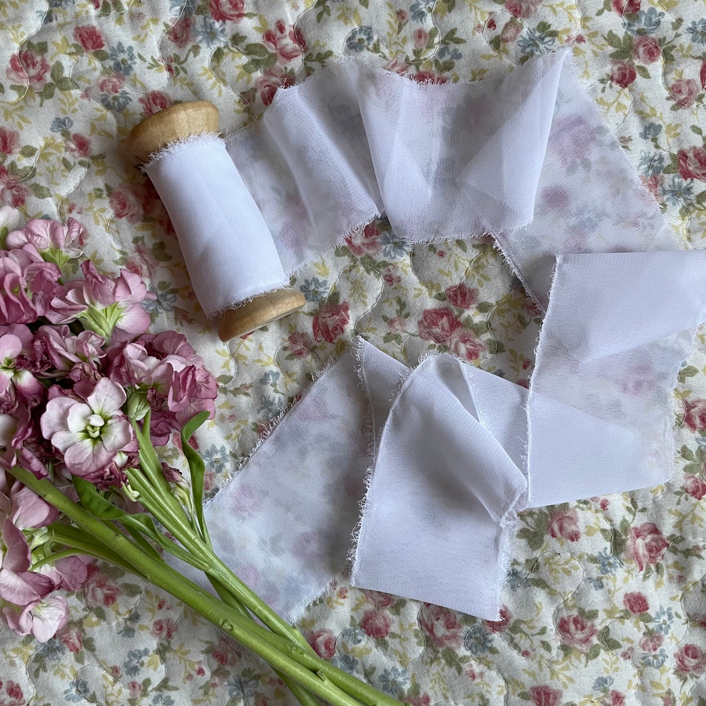 Great Love Ribbon - Chiffon Ribbon Bouquet Ribbon 2" With Raw Edge